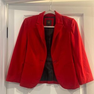 Classic Red Blazer lined with black and white polka dots.